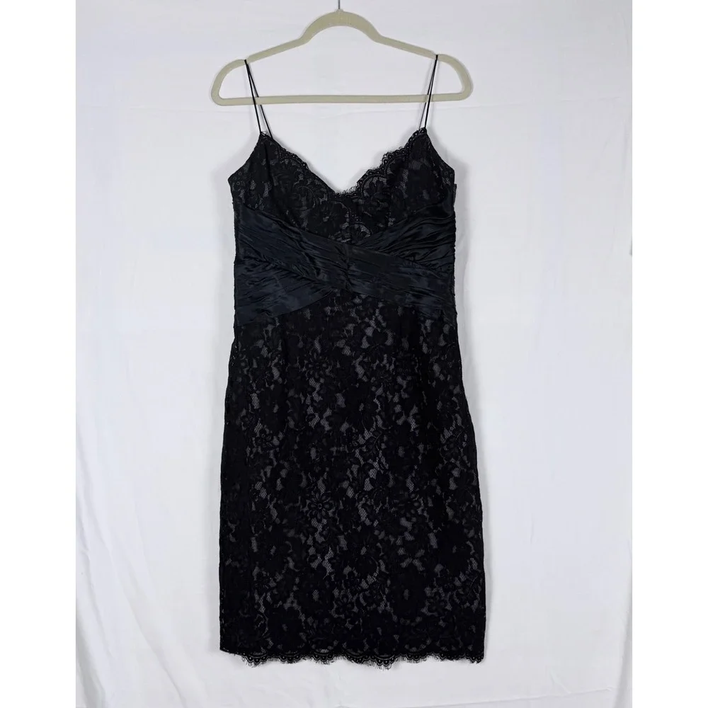 Anne Klein Dress 10 Purple Black Lace Spaghetti Strap Y2K Cocktail Whimsigoth - Picture 2 of 9